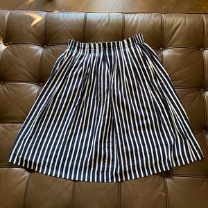 Navy and white striped midi skirt from Jcrew